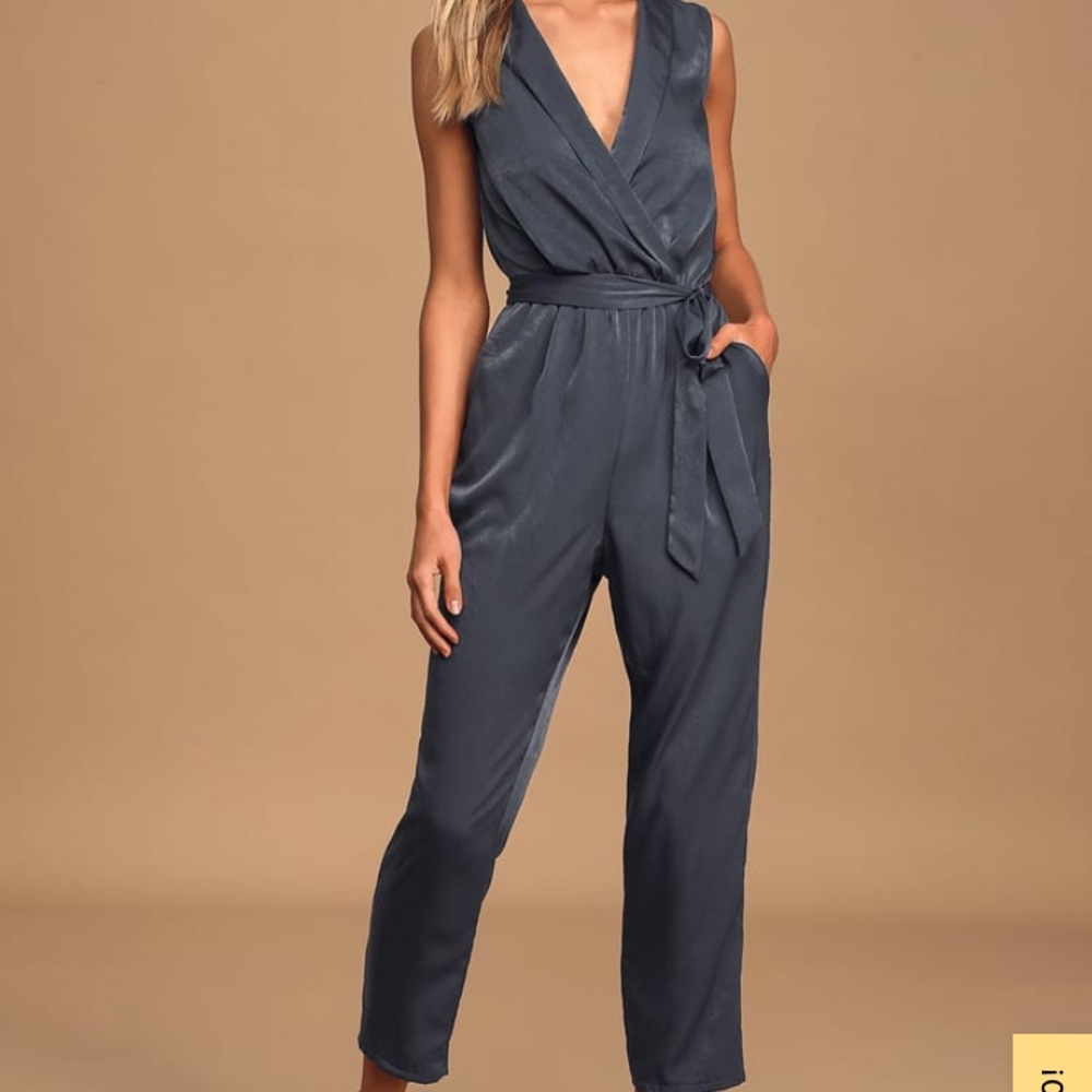 Lulu's Charcoal Ankle Jumpsuit